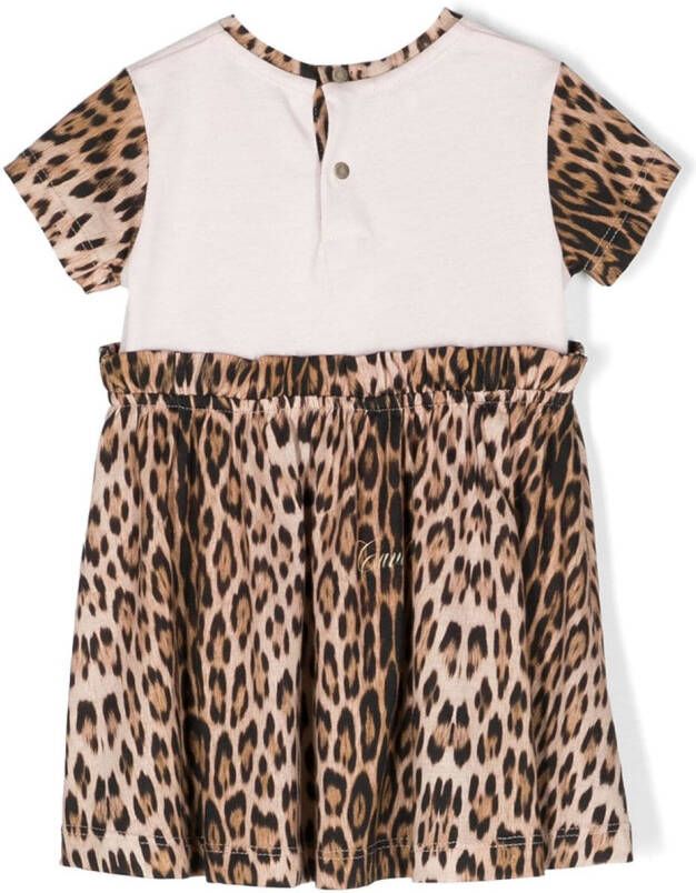 Roberto Cavalli Junior Jurk met dierenprint Beige
