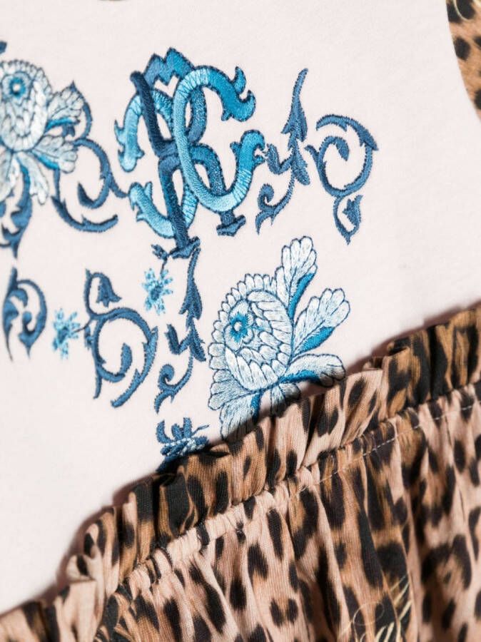 Roberto Cavalli Junior Jurk met dierenprint Beige