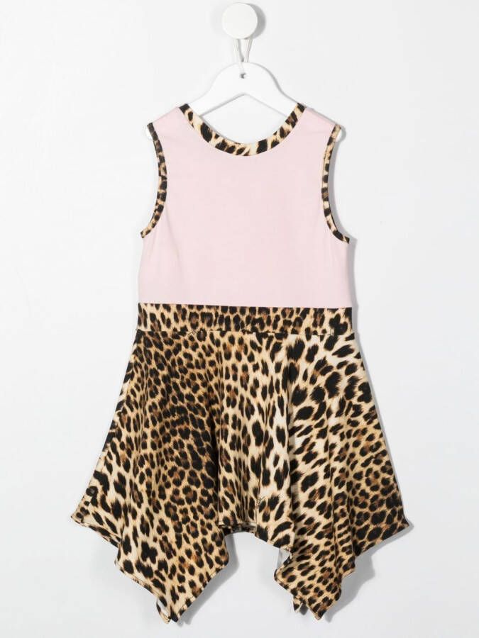 Roberto Cavalli Junior Jurk met luipaardprint Beige