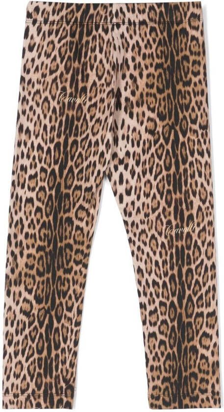 Roberto Cavalli Junior Legging met dierenprint Beige