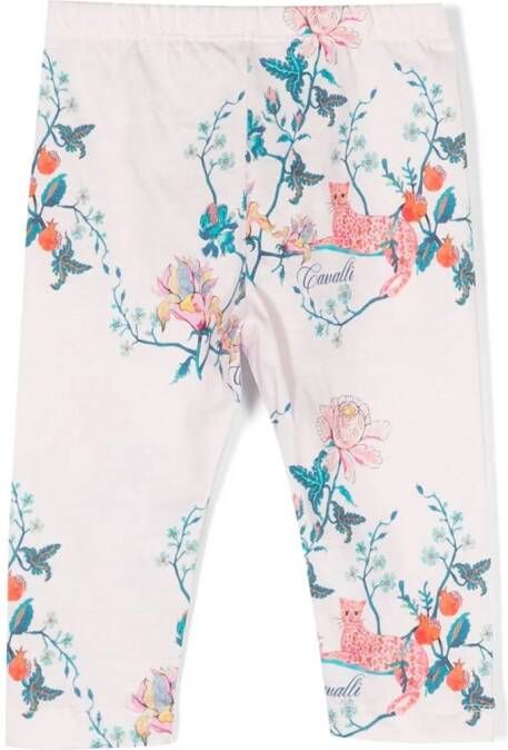 Roberto Cavalli Junior Legging met grafische print Wit