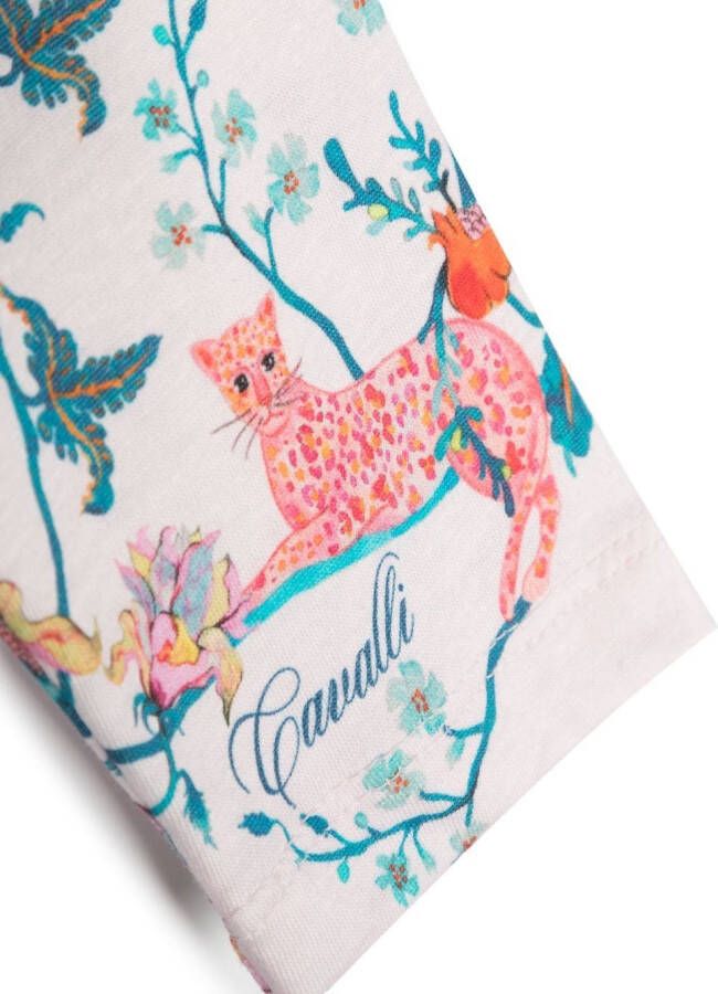 Roberto Cavalli Junior Legging met grafische print Wit