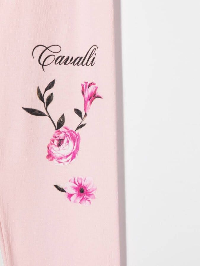 Roberto Cavalli Junior Legging met logoprint Roze