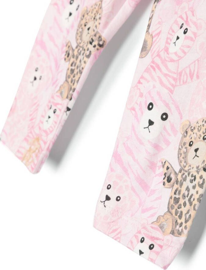 Roberto Cavalli Junior Legging met teddybeerprint Roze