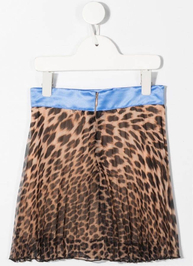 Roberto Cavalli Junior Plooirok met luipaardprint Bruin