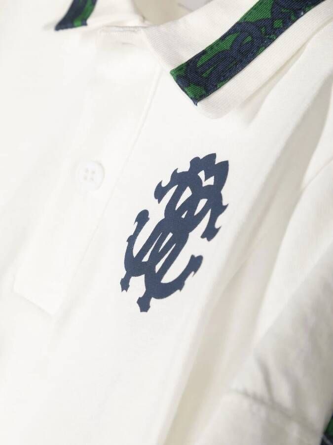Roberto Cavalli Junior Poloshirt met monogramprint Wit
