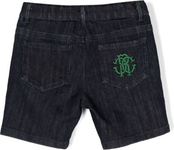 Roberto Cavalli Junior Spijkershorts met geborduurd logo Blauw