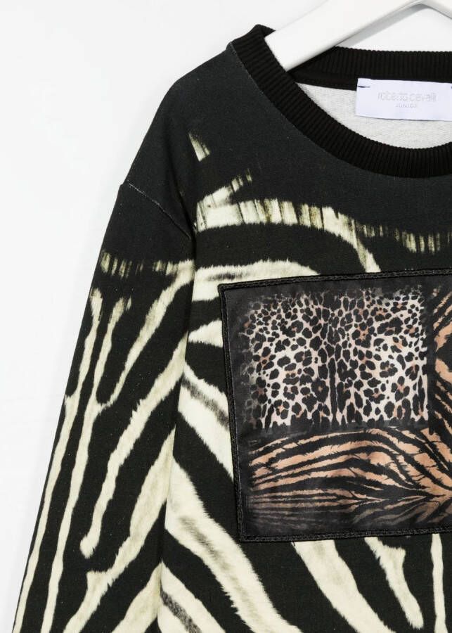 Roberto Cavalli Junior Sweater met dierenprint Zwart