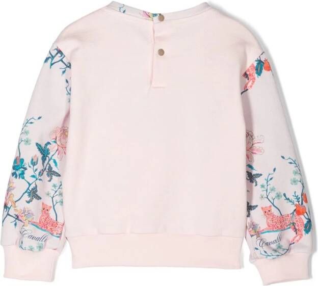 Roberto Cavalli Junior Sweater met geborduurde bloemen Roze