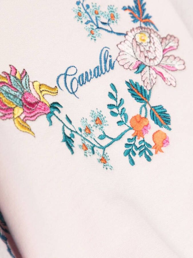 Roberto Cavalli Junior Sweater met geborduurde bloemen Roze