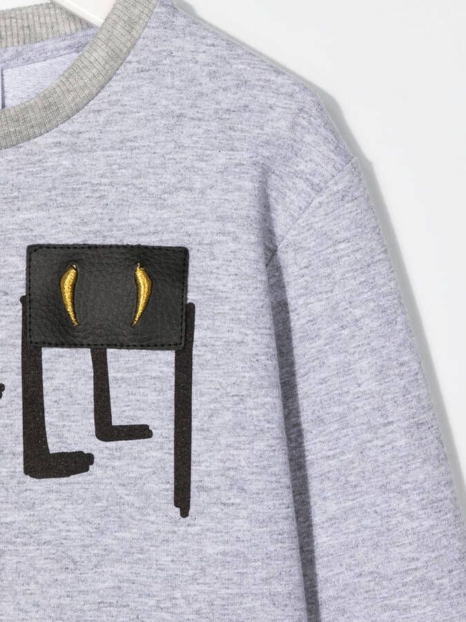 Roberto Cavalli Junior Sweater met logoprint Grijs