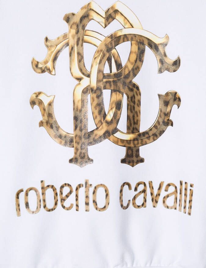 Roberto Cavalli Junior Sweater met logoprint Wit