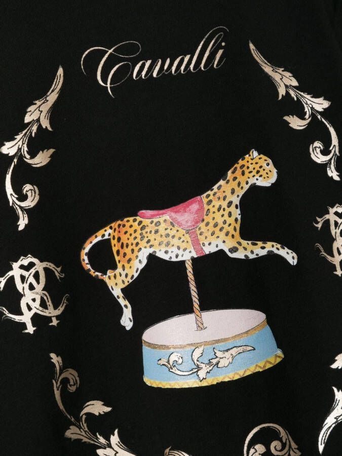 Roberto Cavalli Junior T-shirt met circusprint Zwart