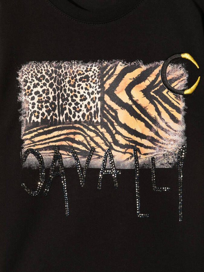 Roberto Cavalli Junior T-shirt met dierenprint Zwart