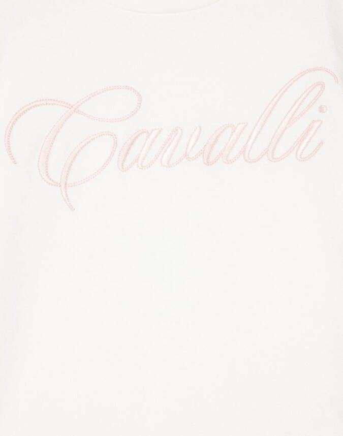 Roberto Cavalli Junior T-shirt met geborduurd logo Wit