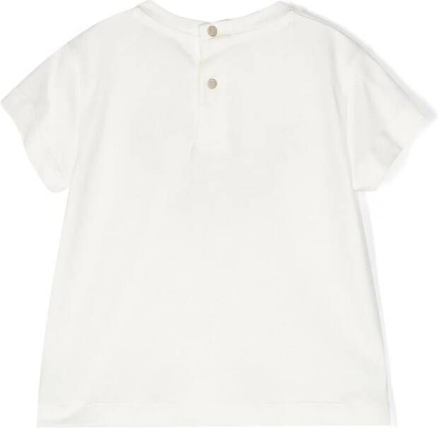 Roberto Cavalli Junior T-shirt met geborduurde bloemen Wit