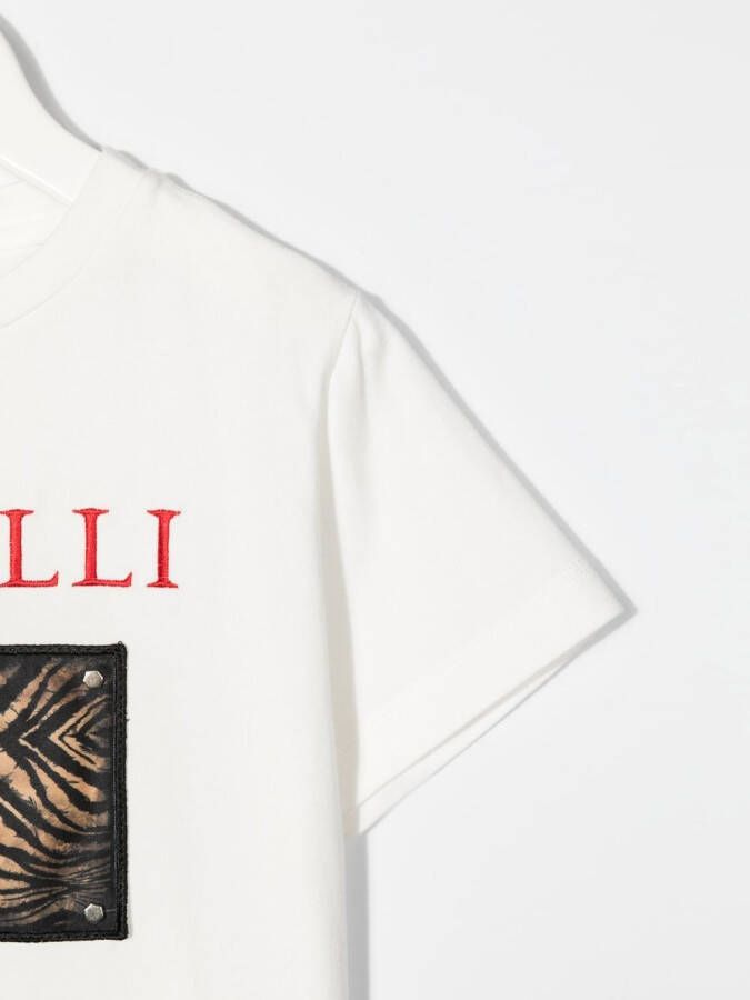Roberto Cavalli Junior T-shirt met patch Wit