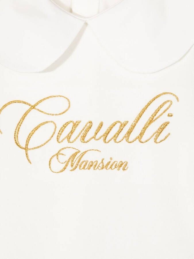 Roberto Cavalli Junior T-shirt met Peter Pan kraag Wit
