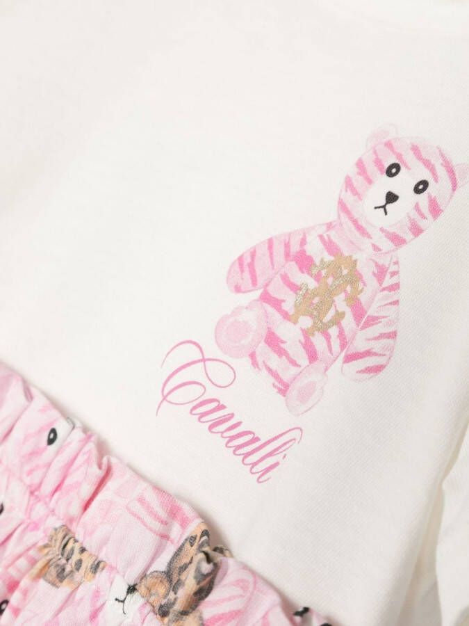 Roberto Cavalli Junior T-shirt met teddybeerprint Wit
