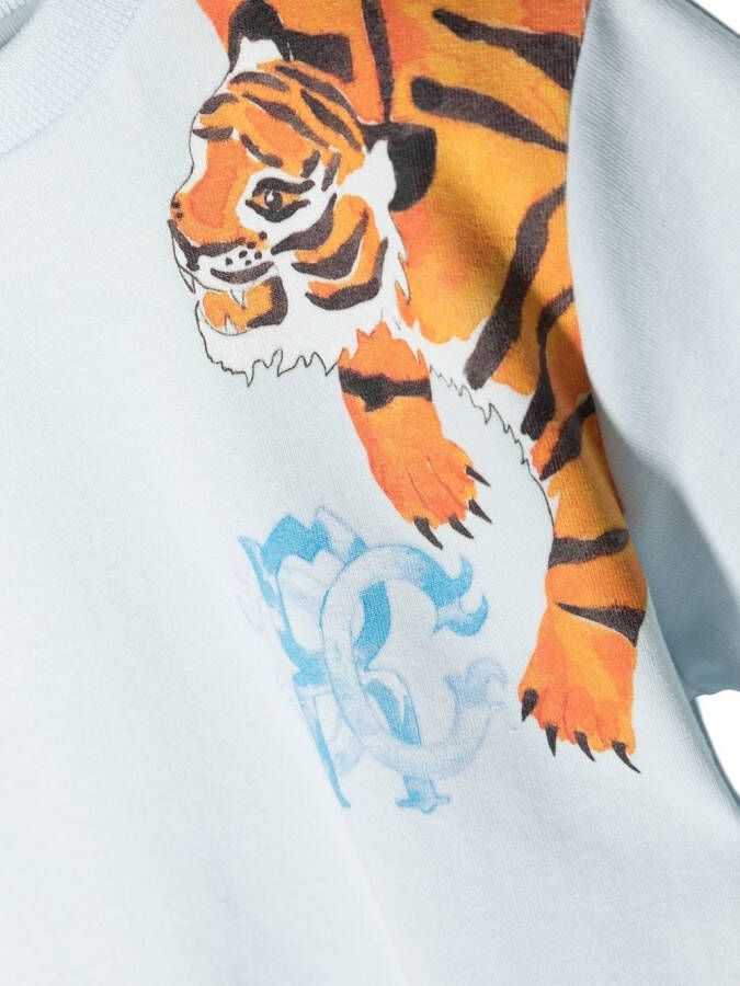 Roberto Cavalli Junior T-shirt met tijgerprint Blauw