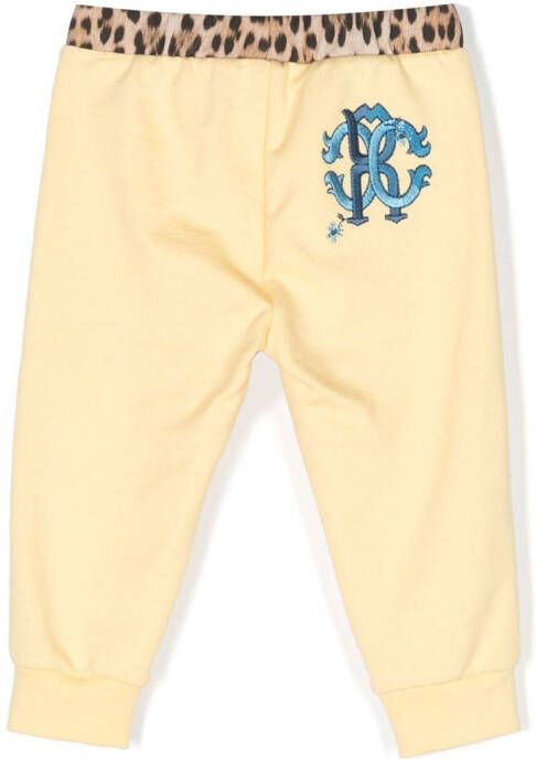 Roberto Cavalli Junior Trainingsbroek met monogram patch Geel