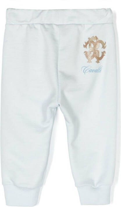 Roberto Cavalli Junior Trainingsbroek met monogramprint Blauw