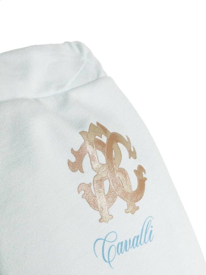 Roberto Cavalli Junior Trainingsbroek met monogramprint Blauw