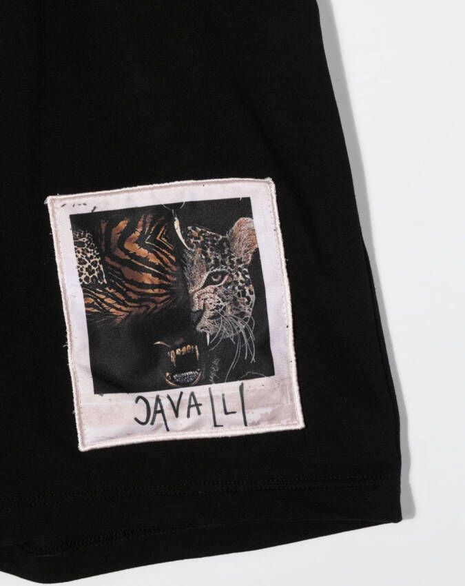 Roberto Cavalli Junior Trainingsshorts met patchdetail Zwart