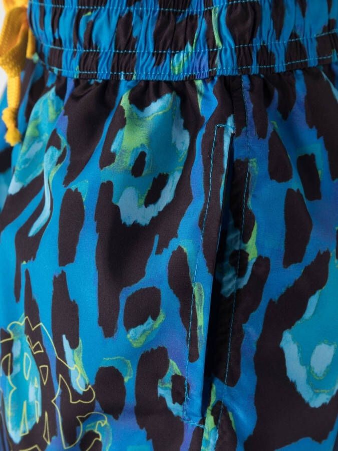Roberto Cavalli Junior Zwembroek met luipaardprint Blauw