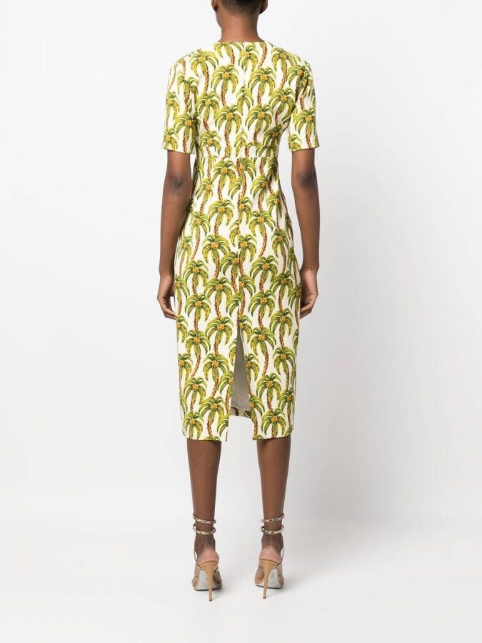 Roberto Cavalli Jurk met palmboomprint Beige