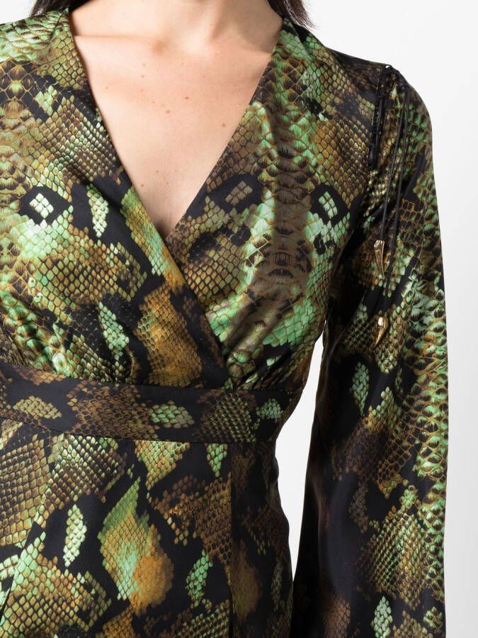 Roberto Cavalli Jurk met slangenprint Beige
