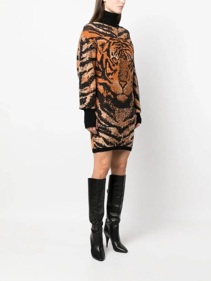 Roberto Cavalli Jurk met tijgerjacquard Oranje