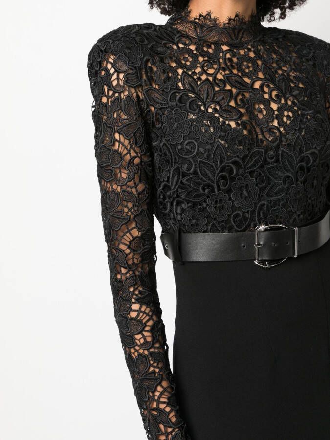 Roberto Cavalli Jurk met vlak van kant Zwart