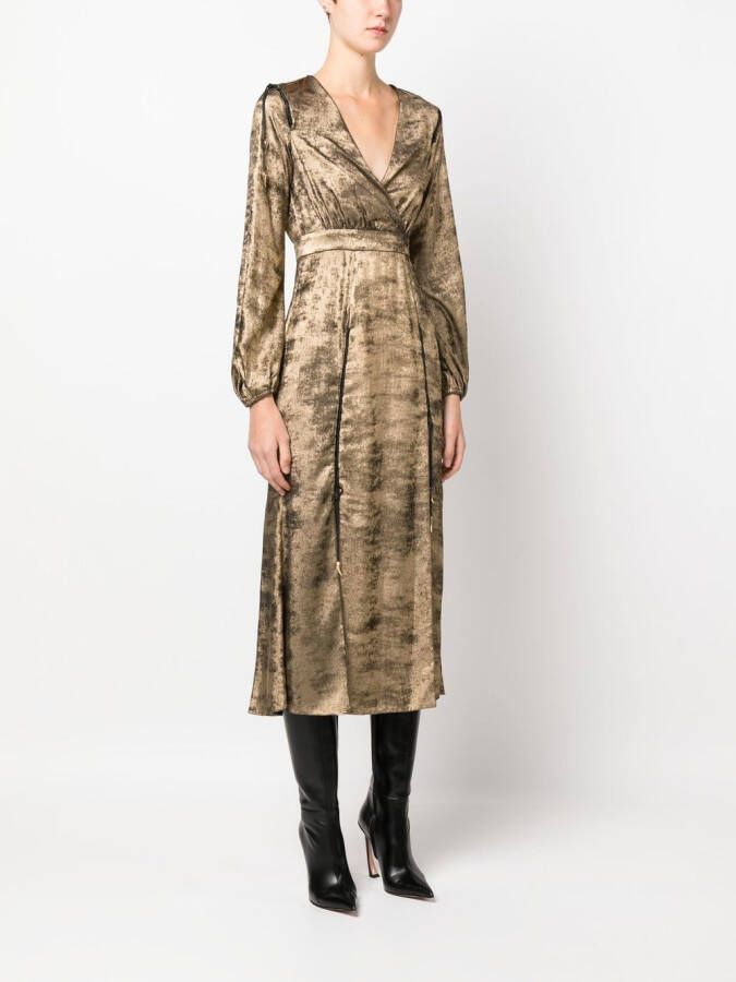 Roberto Cavalli Fluwelen wikkeljurk Goud