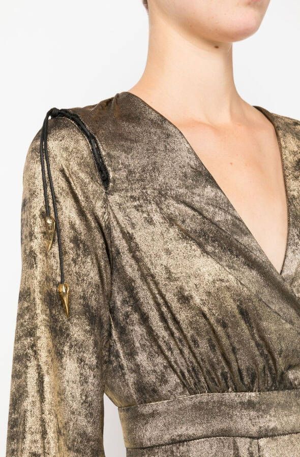 Roberto Cavalli Fluwelen wikkeljurk Goud