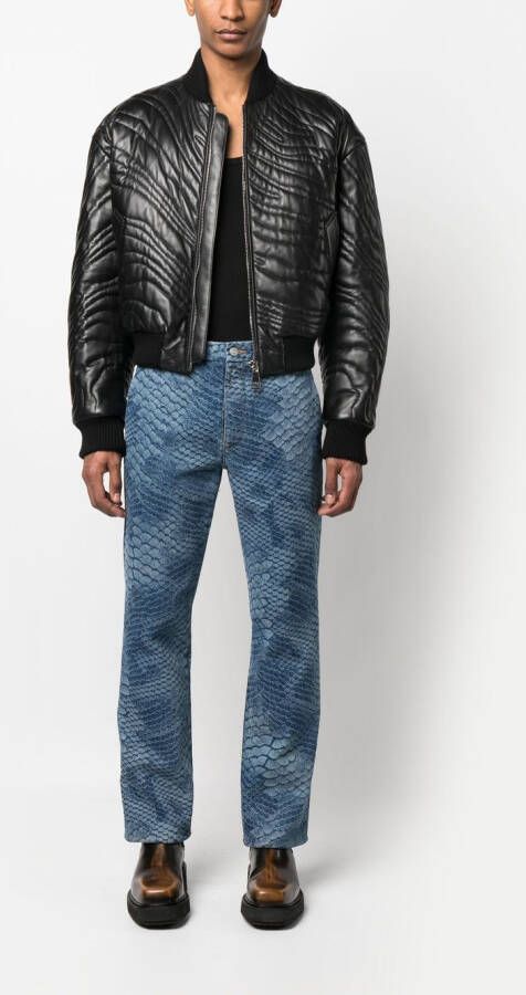 Roberto Cavalli Leren bomberjack Zwart