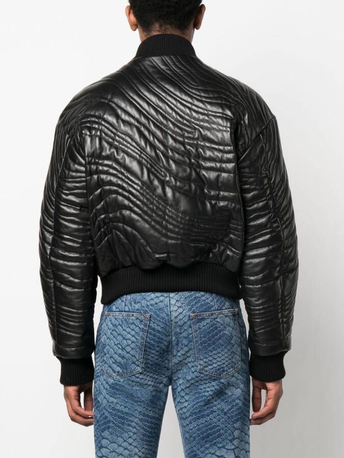 Roberto Cavalli Leren bomberjack Zwart