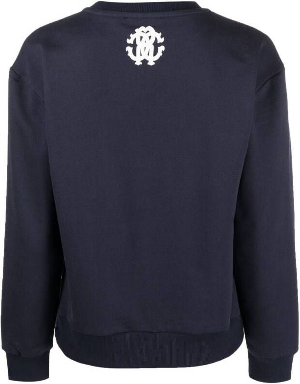 Roberto Cavalli Sweater met logoprint Blauw