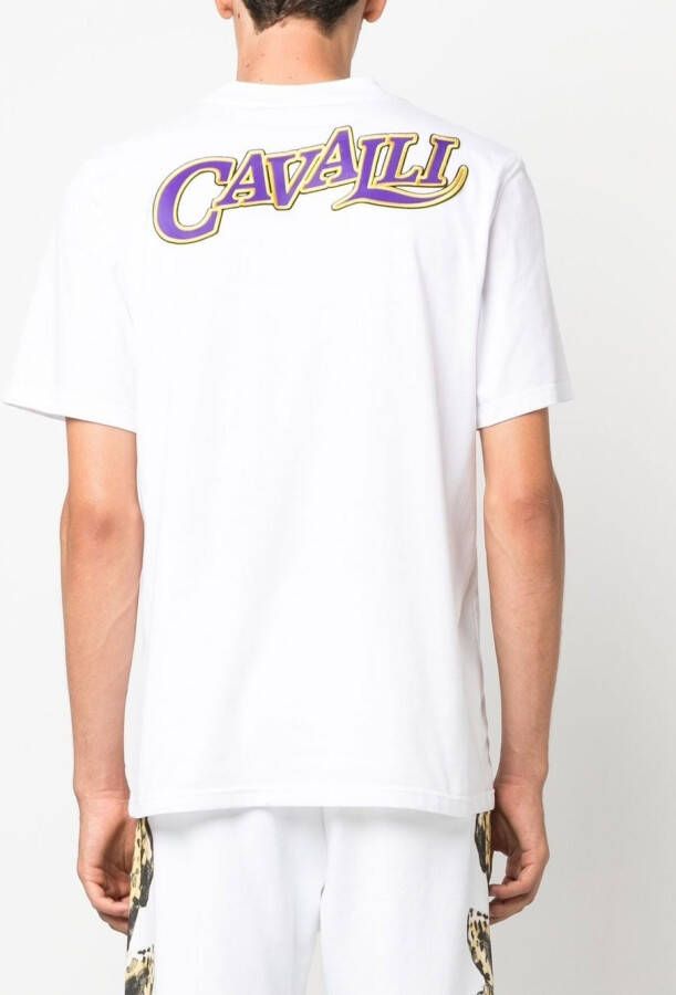 Roberto Cavalli T-shirt met logoprint Wit