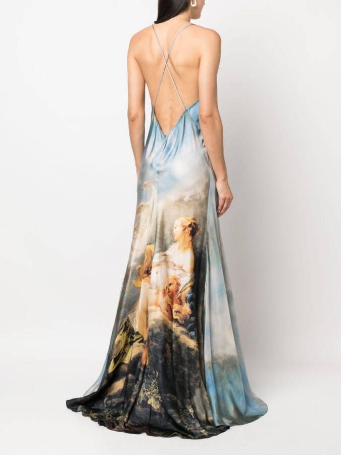 Roberto Cavalli Maxi-jurk met print Blauw