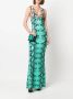 Roberto Cavalli Maxi-jurk met slangenhuidprint Groen - Thumbnail 2