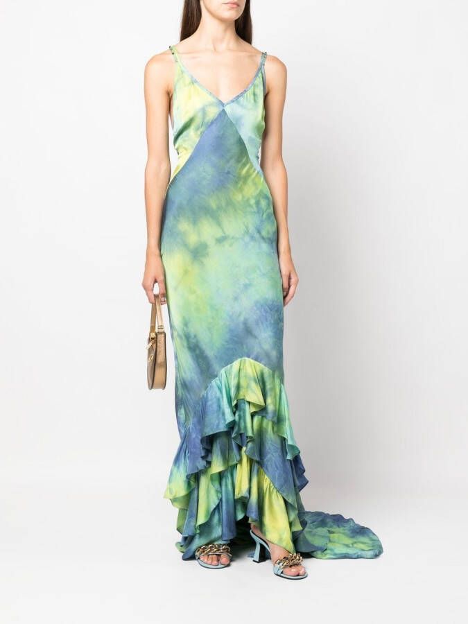 Roberto Cavalli Maxi-jurk met tie-dye print Groen