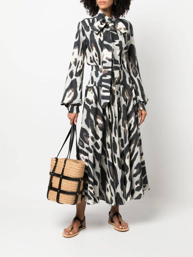 Roberto Cavalli Midi-jurk met dierenprint Beige
