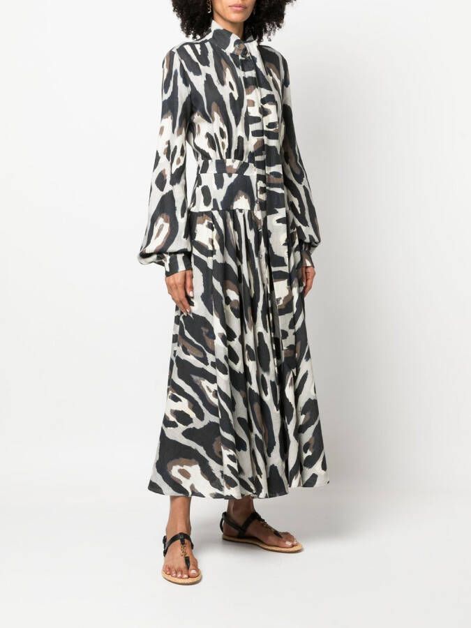 Roberto Cavalli Midi-jurk met dierenprint Beige