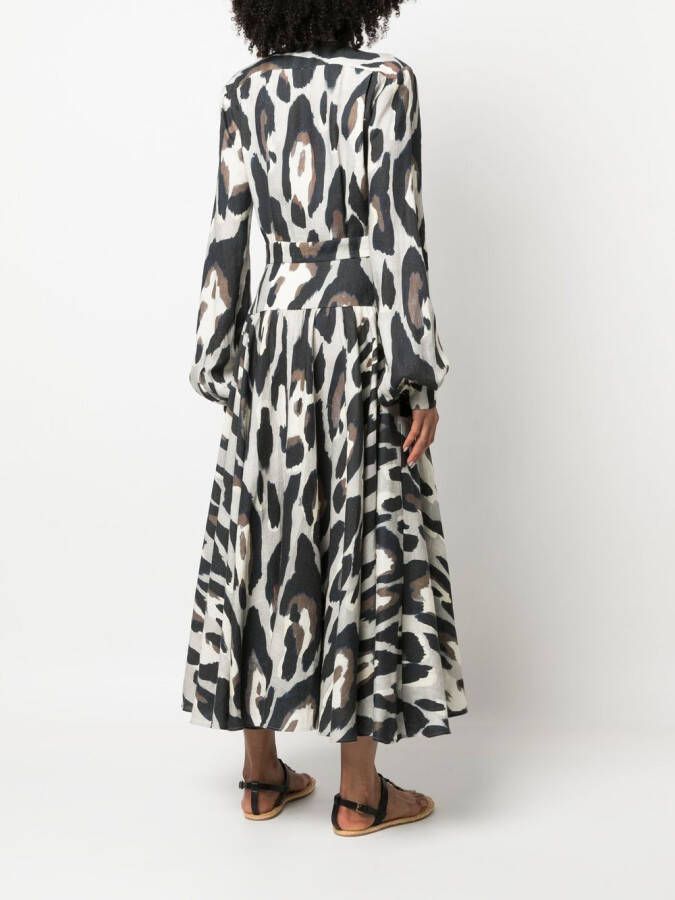 Roberto Cavalli Midi-jurk met dierenprint Beige
