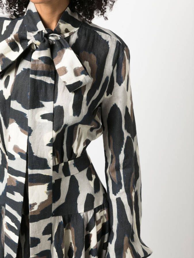 Roberto Cavalli Midi-jurk met dierenprint Beige