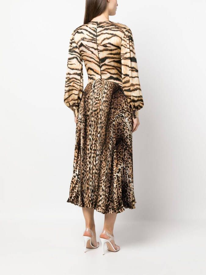Roberto Cavalli Midi-jurk met dierenprint Beige