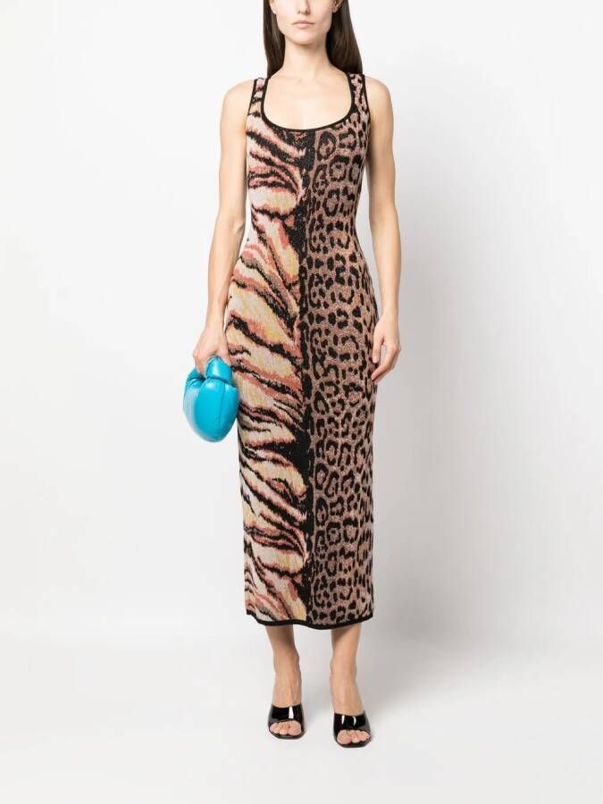 Roberto Cavalli Midi-jurk met dierenprint Roze