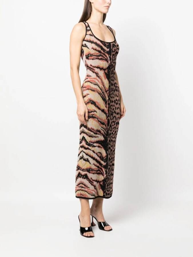 Roberto Cavalli Midi-jurk met dierenprint Roze