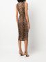 Roberto Cavalli Midi-jurk met gesmockt detail Bruin - Thumbnail 4